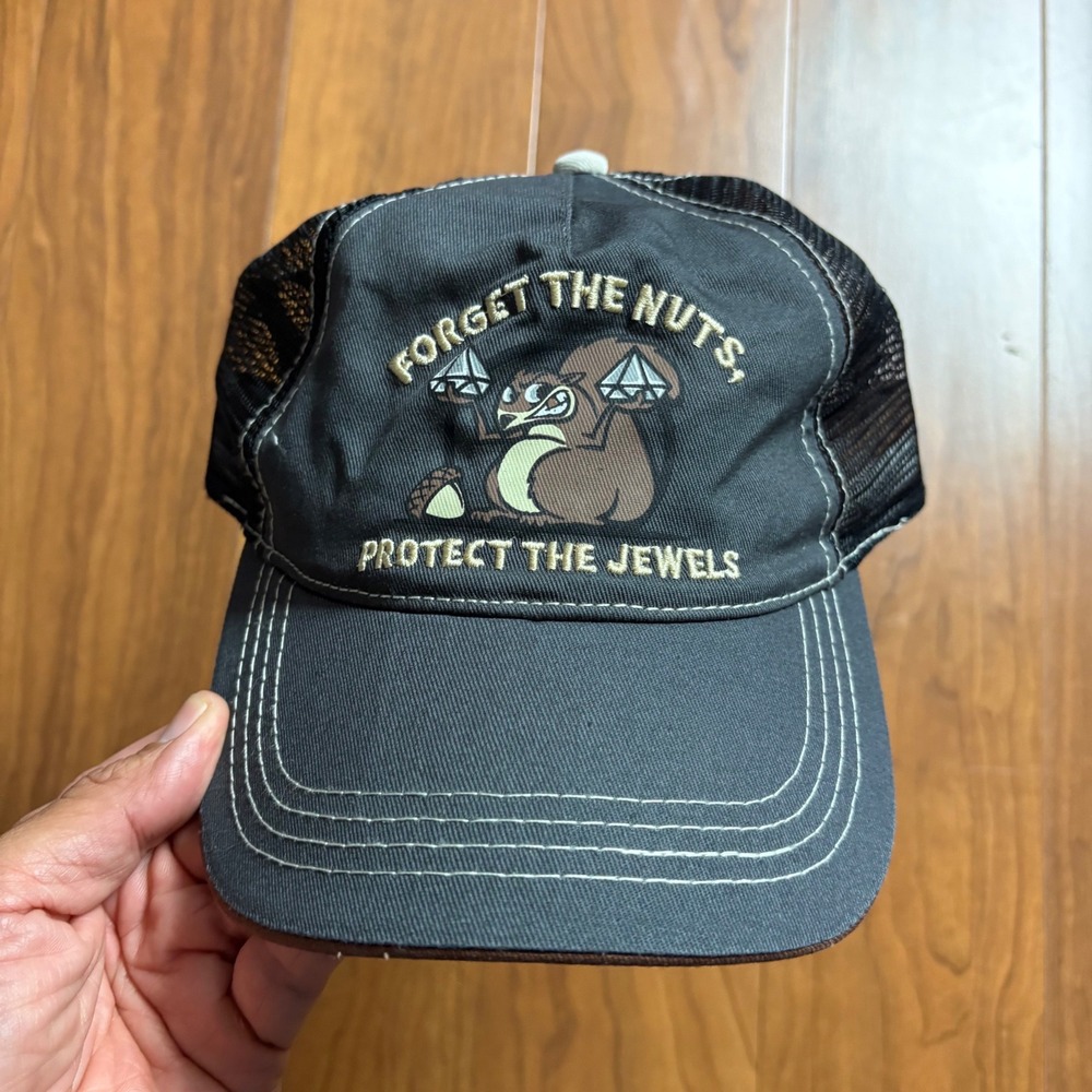H3 Sportgear Forget The Nuts Protect The Jewels Squirrel Trucker Hat Grey Black